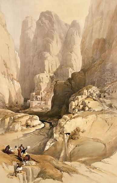 Entrance to Petra, March 10th 1839, plate 98 from Volume III of The Holy Land, engraved by Louis Haghe 1806-85 pub. 1849 Oil Painting by David Roberts