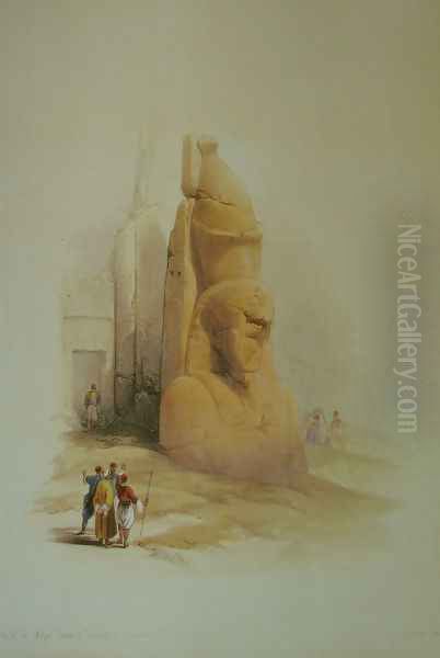 A colossal statue at the entrance to the Temple of Luxor Oil Painting by David Roberts