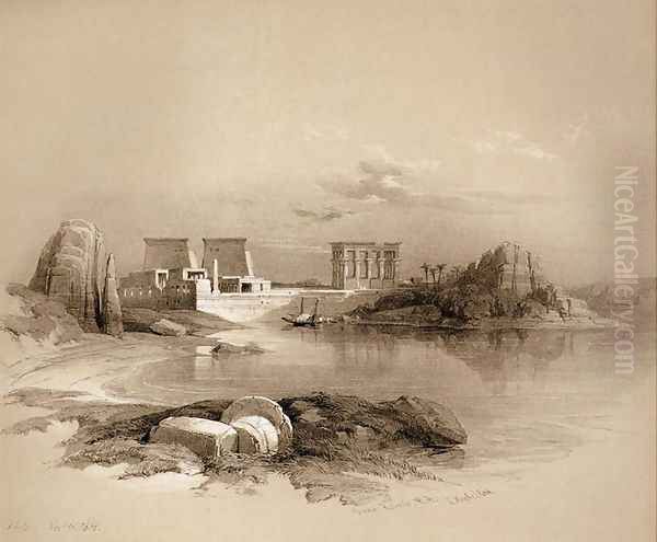 21 Island of Philae, looking down the Nile Oil Painting by David Roberts