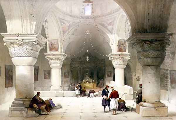 Crypt of the Holy Sepulchre, Jerusalem, plate 20 from Volume I of The Holy Land, engraved by Louis Haghe 1806-85 pub. 1842 Oil Painting by David Roberts