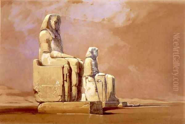 Colossi, Thebes, 1838 Oil Painting by David Roberts