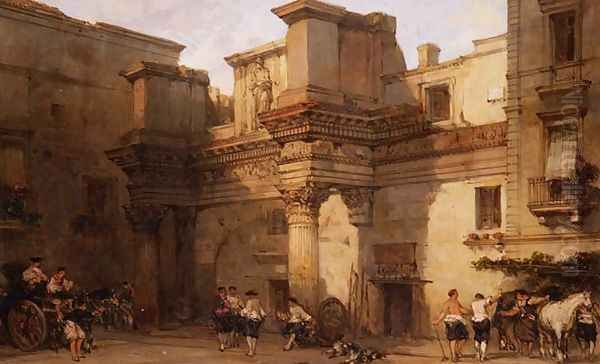 The Palace of Minerva, Rome, 1859 Oil Painting by David Roberts