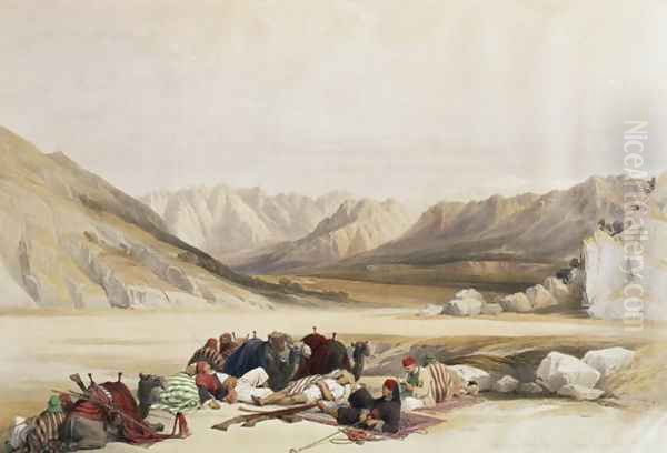 Approach to Mount Sinai, Wady Barah, February 17th 1839, plate 122 from Volume III of The Holy Land, engraved by Louis Haghe 1806-85 pub. 1849 Oil Painting by David Roberts