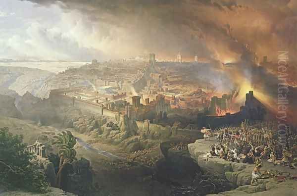 The Destruction of Jerusalem in 70 AD, engraved by Louis Haghe 1806-85 Oil Painting by David Roberts