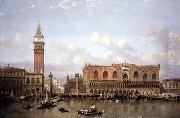 The Doges Palace, Venice, from the Bacino di San Marco, 1853 Oil Painting by David Roberts