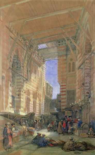 The Silk Mercers Bazaar of El-Ghooreeyeh, Cairo Oil Painting by David Roberts