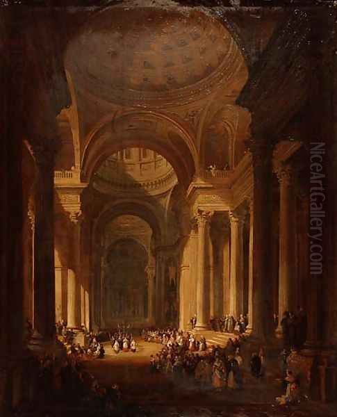 The Interior of the Cathedral of St. Genevieve, Paris Oil Painting by David Roberts