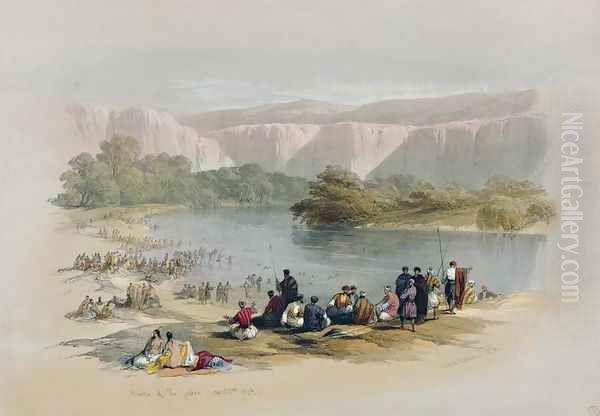 Banks of the Jordan, April 2nd 1839, plate 48 from Volume II of The Holy Land, engraved by Louis Haghe 1806-85 pub. 1843 Oil Painting by David Roberts