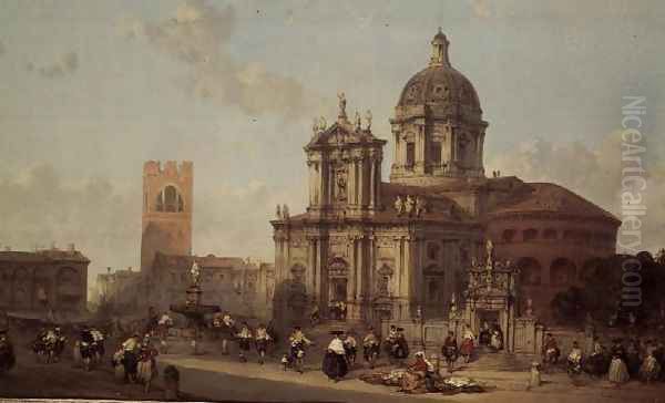 Brescia Cathedral, 1860 Oil Painting by David Roberts