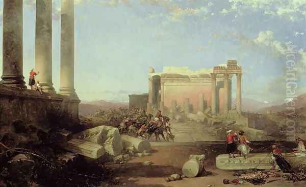 The Ruins of the Temple of the Sun at Baalbec, 1861 Oil Painting by David Roberts