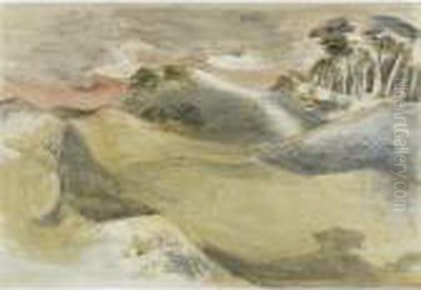 Landscape Study Oil Painting by Paul Nash