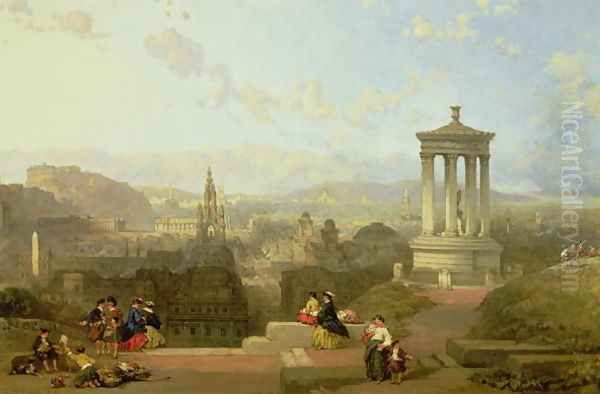 Edinburgh from the Calton Hill view looking West Oil Painting by David Roberts