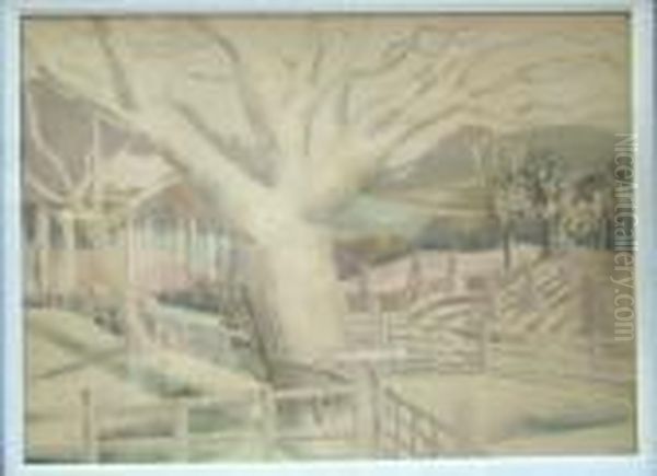 Rural Landscape With Trees. Oil Painting by Paul Nash