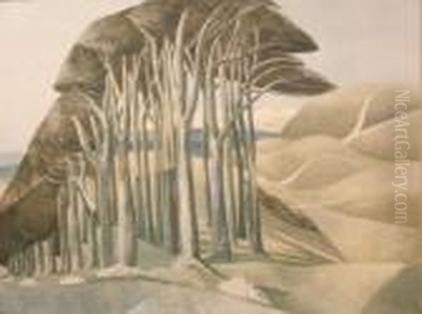 Wood On The Downs Oil Painting by Paul Nash