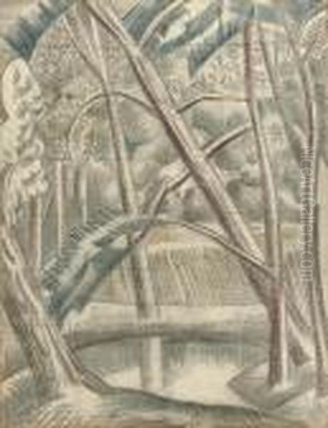 Poplar Pond Oil Painting by Paul Nash