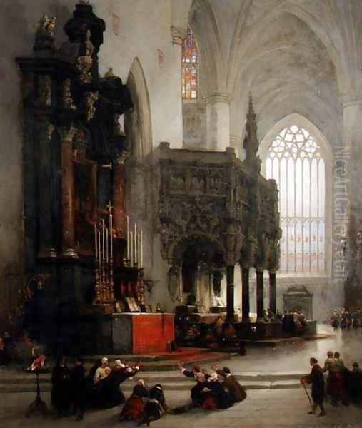 The Shrine of St. Gomar at Lierre, Belgium, 1849 Oil Painting by David Roberts