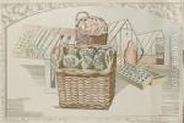 Baskets Of Vegetables Oil Painting by Paul Nash