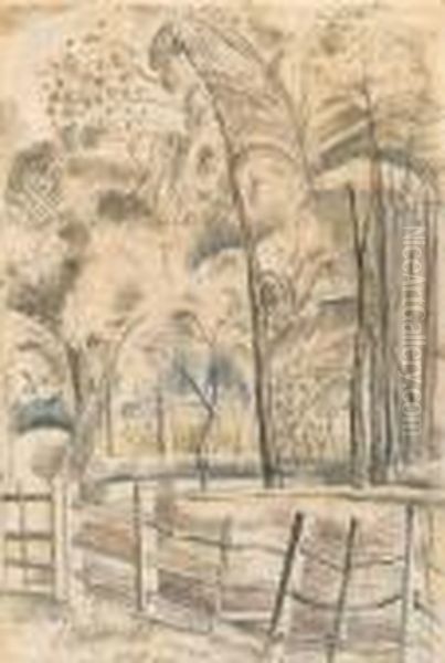 Study In Pale Tones; The Pond At Iden Oil Painting by Paul Nash