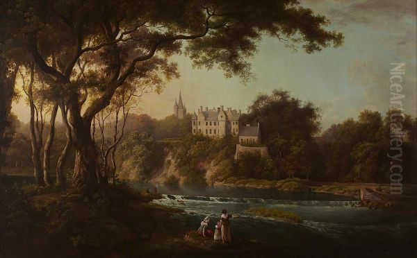 Brechin Castle From The River Oil Painting by Alexander Nasmyth