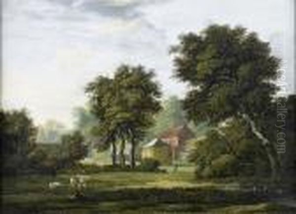 Farm Landscape Oil Painting by Alexander Nasmyth