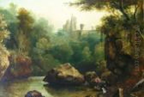 Roslyn Castle On The Esk Oil Painting by Alexander Nasmyth