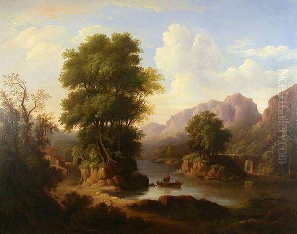 The Ferry Oil Painting by Alexander Nasmyth