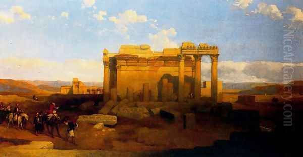 The ruins of the small Temple of Baalbec Oil Painting by David Roberts