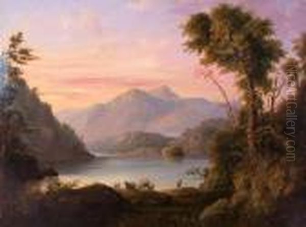 Sheep Grazing By A Highland Loch Oil Painting by Alexander Nasmyth