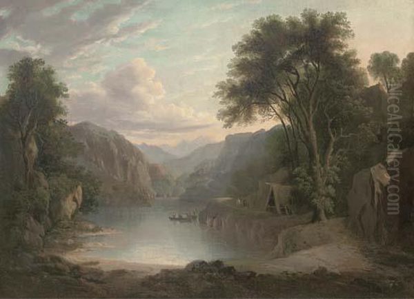 Crossing The River Oil Painting by Alexander Nasmyth