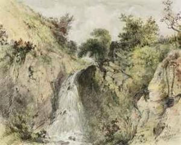 A Waterfall In A Gorge Oil Painting by Patrick, Peter Nasmyth