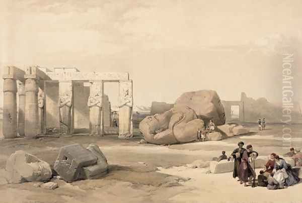 Fragments of the Great Colossus at The Memnonium, Thebes, from Egypt and Nubia, Vol.1 Oil Painting by David Roberts