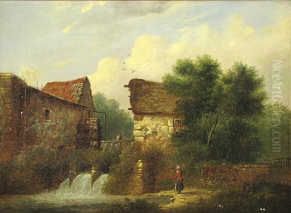 A Rural Mill Oil Painting by Patrick, Peter Nasmyth