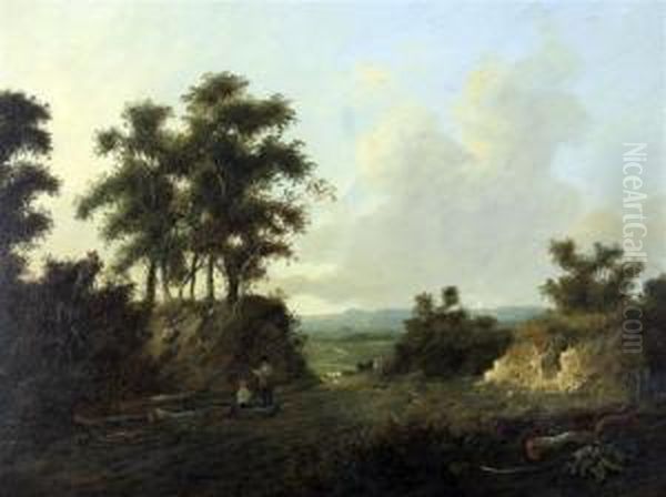 Figures In A Landscape Oil Painting by Patrick, Peter Nasmyth