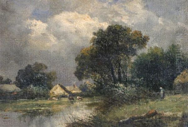 River Landscape With Cottage Oil Painting by Patrick, Peter Nasmyth