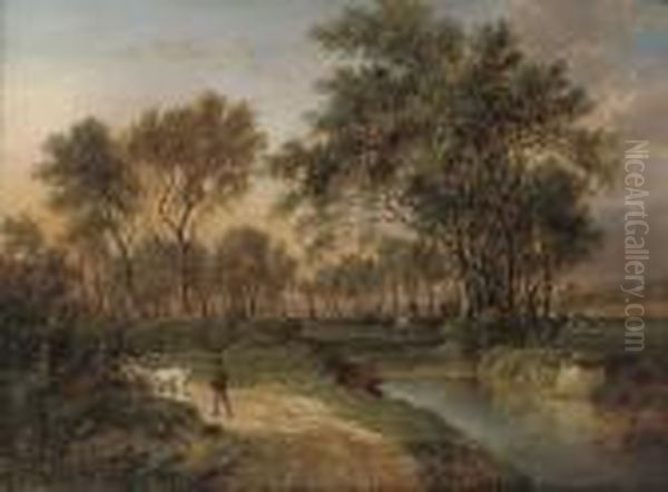 An Extensive River Landscape Oil Painting by Patrick, Peter Nasmyth