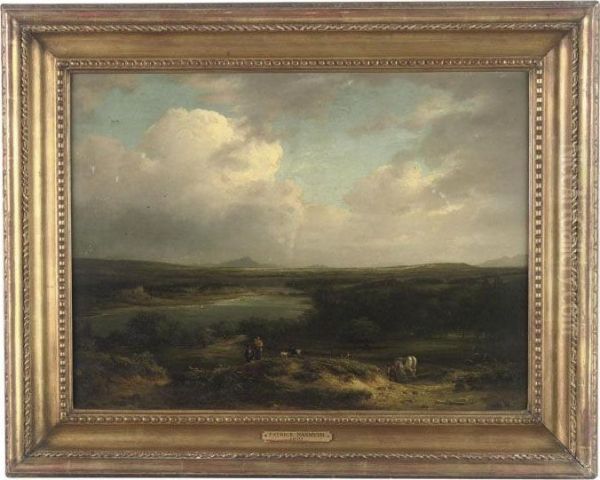 Figures In A River Landscape Oil Painting by Patrick, Peter Nasmyth