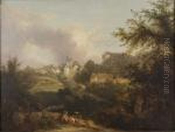 Children In Landscape Oil Painting by Patrick, Peter Nasmyth