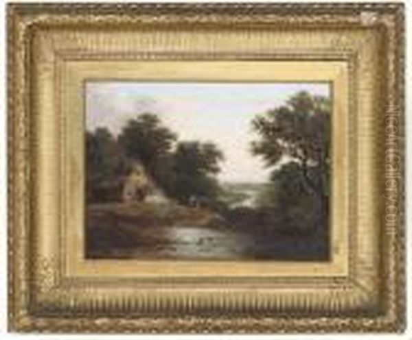 Ducks On A Pond Before A Cottage Oil Painting by Patrick, Peter Nasmyth