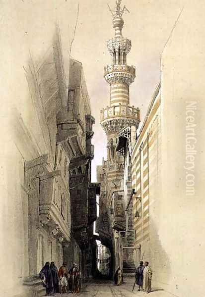 The Minaret of the Mosque of El Rhamree, Cairo, from Egypt and Nubia, Vol.3 Oil Painting by David Roberts