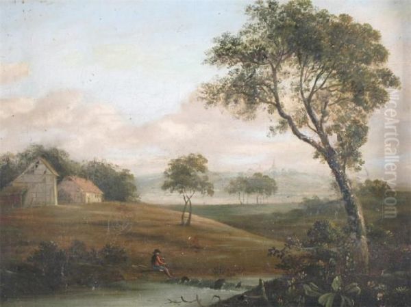 Landscape With A Figure Near A Stream And Cottage Oil Painting by Patrick, Peter Nasmyth