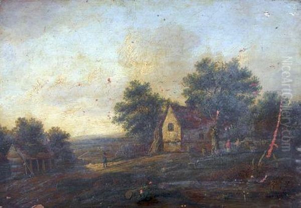 Figures Before Homestead Oil Painting by Patrick, Peter Nasmyth