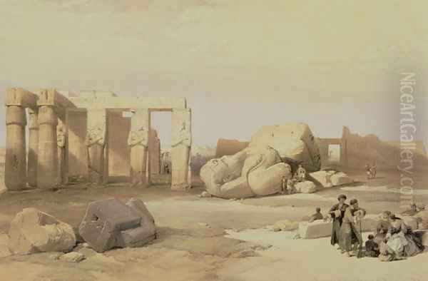 Fragments of the Great Colossus, at the Memnonium, Thebes, 1937 BC Oil Painting by David Roberts