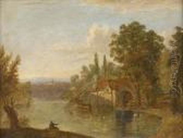 A Wooded River Landscape With Watermill Oil Painting by Patrick, Peter Nasmyth