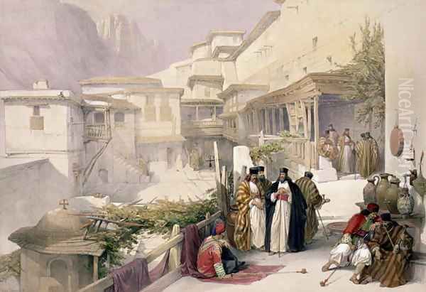 Convent of St. Catherine, Mount Sinai, February 17th 1839, plate 120 from Volume III of The Holy Land, engraved by Louis Haghe 1806-85 pub. 1849 Oil Painting by David Roberts