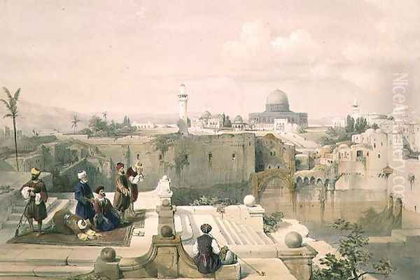 Mosque of Omar showing the Site of the Temple, plate 8 from Volume I of The Holy Land, engraved by Louis Haghe 1806-85 pub. 1842 Oil Painting by David Roberts