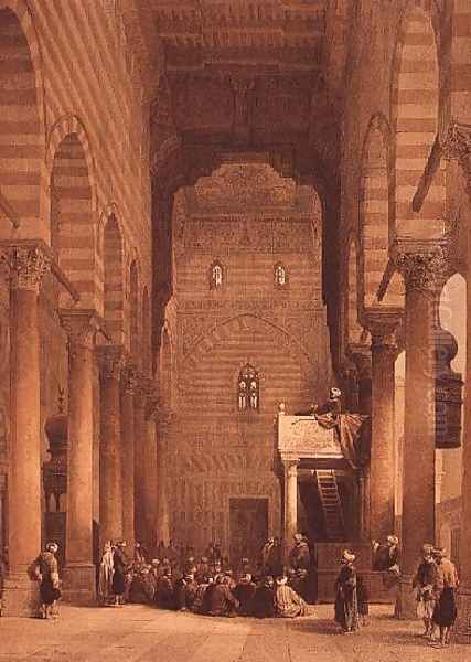 Interior of Mosque of the Metwalys Oil Painting by David Roberts