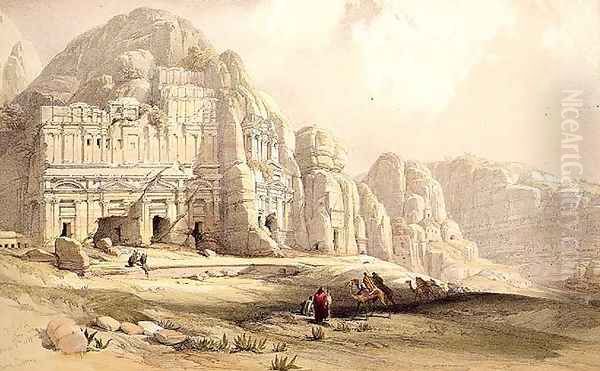 Petra, March 8th 1839, plate 96 from Volume III of The Holy Land, engraved by Louis Haghe 1806-85 pub. 1849 Oil Painting by David Roberts