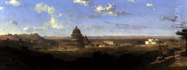 St. Peters, looking Back on Rome, 1853 Oil Painting by David Roberts