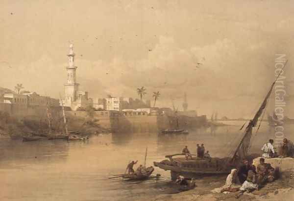 View on the Nile, ferry to Giza, from Egypt and Nubia, Vol.3 Oil Painting by David Roberts