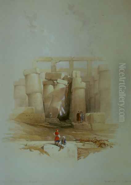 Part of the Hall of Columns at Karnak, seen from without Oil Painting by David Roberts